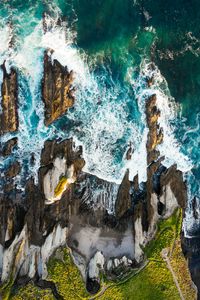 Preview wallpaper ocean, surf, aerial view, waves, shore