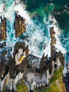 Preview wallpaper ocean, surf, aerial view, waves, shore