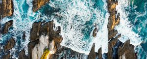 Preview wallpaper ocean, surf, aerial view, waves, shore