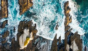 Preview wallpaper ocean, surf, aerial view, waves, shore