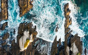 Preview wallpaper ocean, surf, aerial view, waves, shore