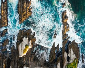 Preview wallpaper ocean, surf, aerial view, waves, shore