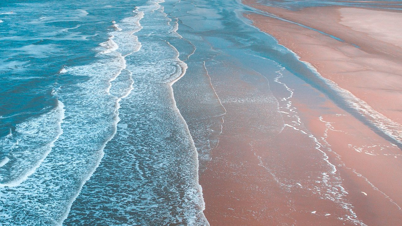 Wallpaper ocean, surf, foam, shore, sand