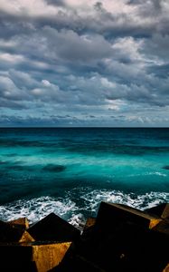 Preview wallpaper ocean, surf, horizon, coast, clouds, sky