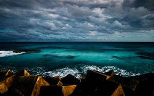 Preview wallpaper ocean, surf, horizon, coast, clouds, sky