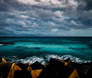 Preview wallpaper ocean, surf, horizon, coast, clouds, sky