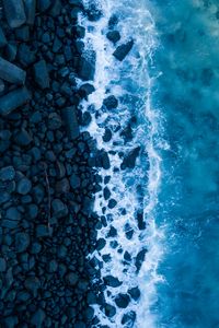 Preview wallpaper ocean, surf, rocks, view from above, shore