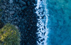 Preview wallpaper ocean, surf, rocks, view from above, shore