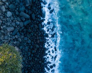 Preview wallpaper ocean, surf, rocks, view from above, shore