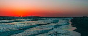 Preview wallpaper ocean, surf, sunset, silhouette