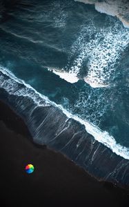 Preview wallpaper ocean, surf, waves, foam, umbrella, shore