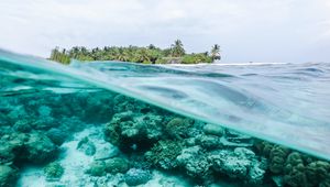 Preview wallpaper ocean, underwater world, water, island, sky