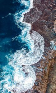 Preview wallpaper ocean, view from above, surf, shore, hawaii