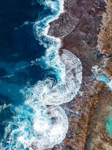 Preview wallpaper ocean, view from above, surf, shore, hawaii