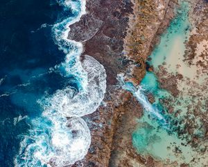 Preview wallpaper ocean, view from above, surf, shore, hawaii