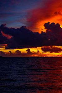 Preview wallpaper ocean, water, clouds, sunset, dark