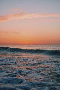 Preview wallpaper ocean, water, waves, horizon, sunset