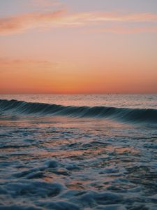 Preview wallpaper ocean, water, waves, horizon, sunset