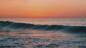 Preview wallpaper ocean, water, waves, horizon, sunset