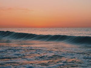 Preview wallpaper ocean, water, waves, horizon, sunset