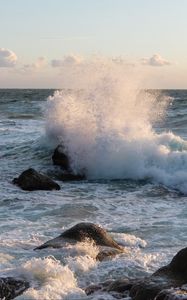 Preview wallpaper ocean, water, waves, spray, stones