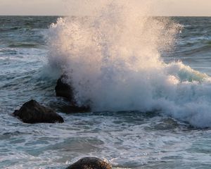 Preview wallpaper ocean, water, waves, spray, stones