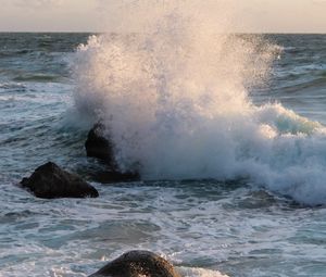 Preview wallpaper ocean, water, waves, spray, stones