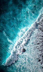 Preview wallpaper ocean, wave, foam, surf, aerial view, water