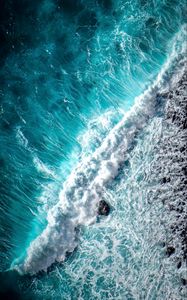 Preview wallpaper ocean, wave, foam, surf, aerial view, water