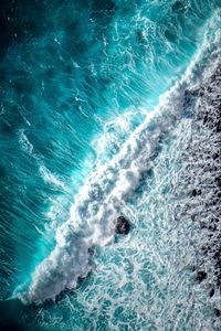 Preview wallpaper ocean, wave, foam, surf, aerial view, water