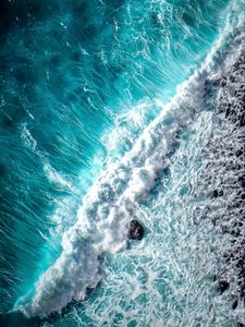 Preview wallpaper ocean, wave, foam, surf, aerial view, water