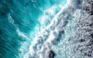 Preview wallpaper ocean, wave, foam, surf, aerial view, water