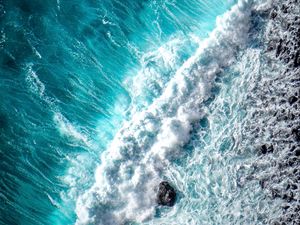 Preview wallpaper ocean, wave, foam, surf, aerial view, water