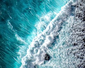 Preview wallpaper ocean, wave, foam, surf, aerial view, water
