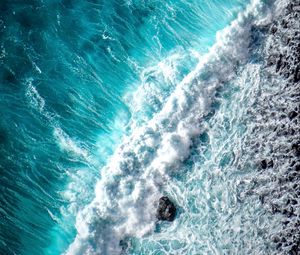 Preview wallpaper ocean, wave, foam, surf, aerial view, water