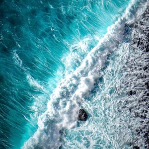 Preview wallpaper ocean, wave, foam, surf, aerial view, water