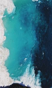 Preview wallpaper ocean, waves, aerial view, surf, foam, water