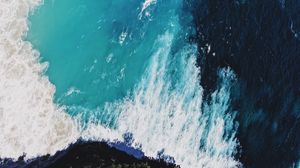 Preview wallpaper ocean, waves, aerial view, surf, foam, water