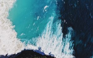 Preview wallpaper ocean, waves, aerial view, surf, foam, water