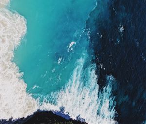 Preview wallpaper ocean, waves, aerial view, surf, foam, water