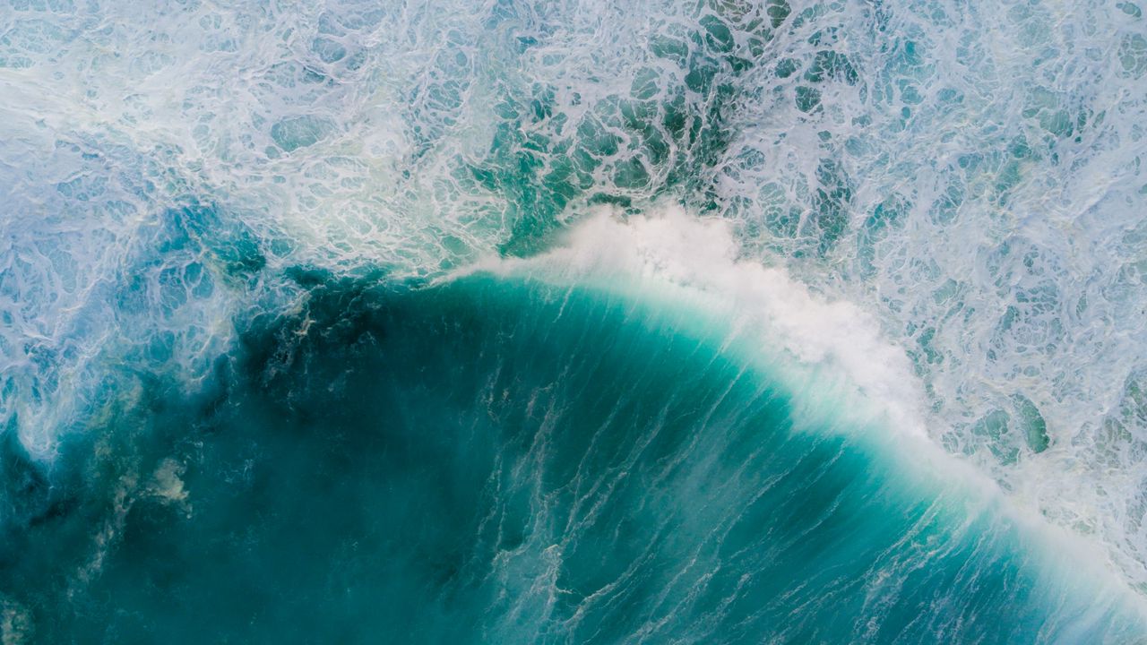 Wallpaper ocean, waves, aerial view, water, surface hd, picture, image