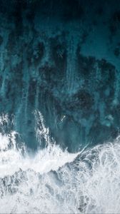 Preview wallpaper ocean, waves, aerial view, surfer, water, surface