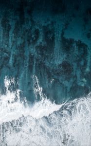 Preview wallpaper ocean, waves, aerial view, surfer, water, surface