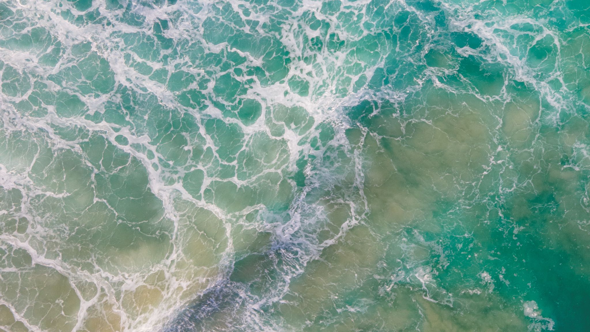 Download Wallpaper 2048x1152 Ocean Waves Aerial View Water Ultrawide Monitor Hd Background 7971