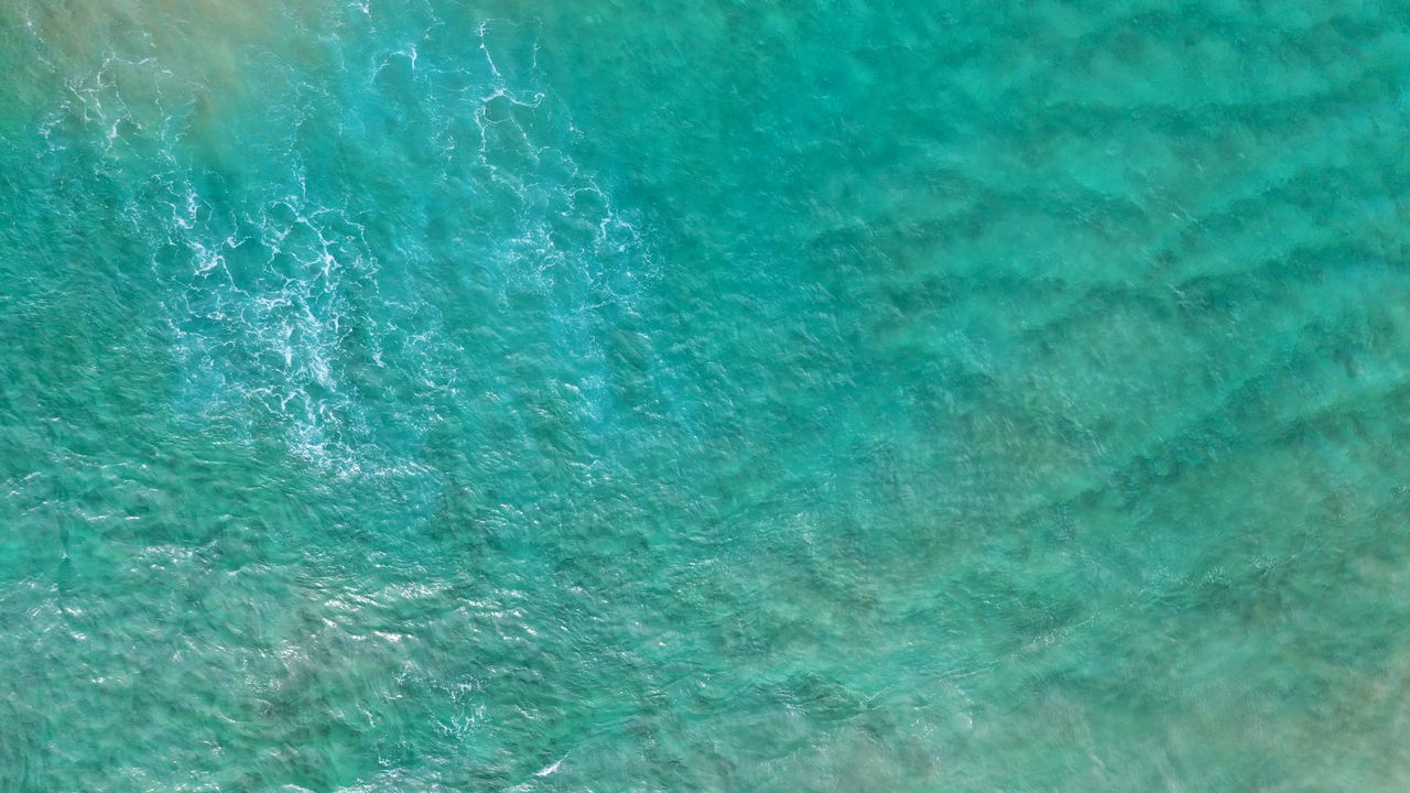 Wallpaper ocean, waves, blue, aerial view