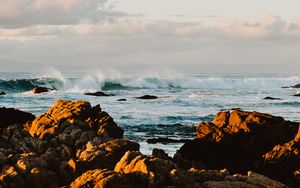 Preview wallpaper ocean, waves, rocks, coast