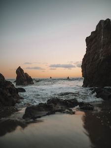 Preview wallpaper ocean, waves, rocks, coast, shore