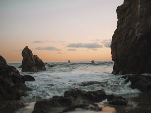 Preview wallpaper ocean, waves, rocks, coast, shore