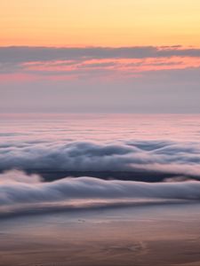 Preview wallpaper ocean, waves, sunset, coast, dusk, landscape