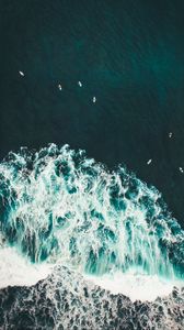 Preview wallpaper ocean, waves, surf, water, view from above, tropics